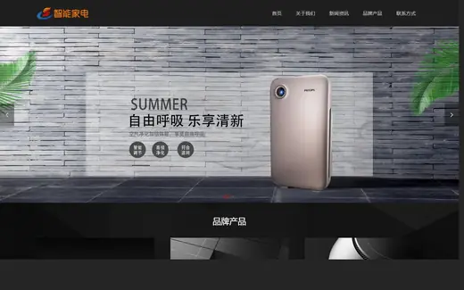智能家居家电官网模板的页面效果